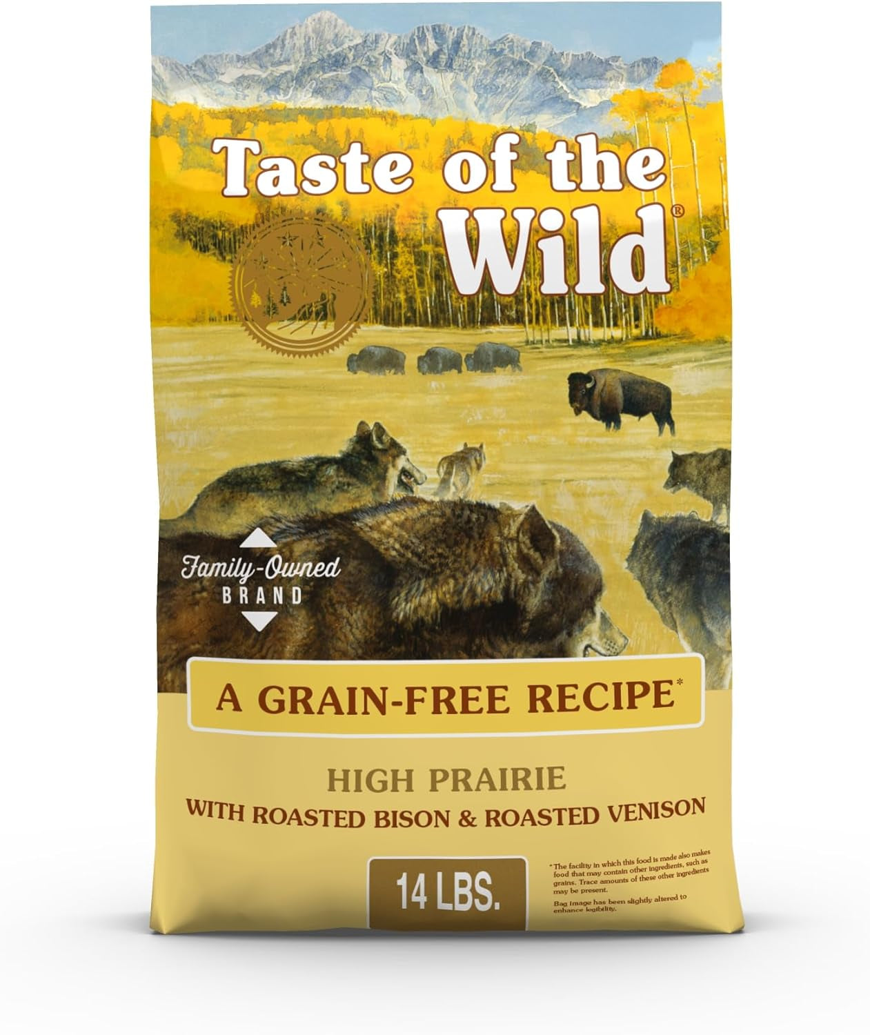 High Prairie Canine Grain-Free Recipe with Roasted Bison and Roasted Venison Adult Dry Dog Food, Made with High Protein from Real Meat and Guaranteed Nutrients and Probiotics 14Lb