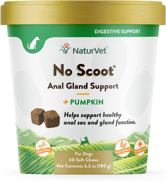 - No Scoot for Dogs - 60 Soft Chews - plus Pumpkin - Supports Healthy Anal Gland & Bowel Function - Enhanced with Beet Pulp & Psyllium Husk