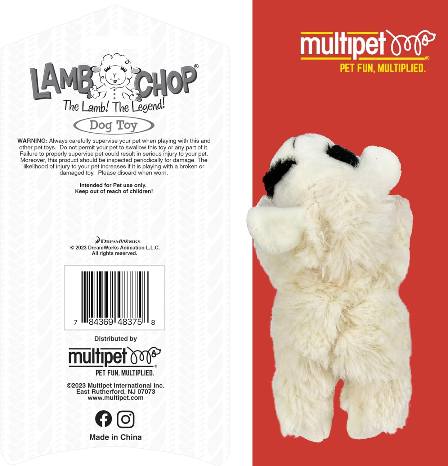 Lamb Chop Dog Plush Toy - Squeaky Toy for All Dogs - Extra Soft Plush - Stuffed Animal Dog Toy for Cuddling & Playing - Cute Pet Toy (6", Cream)