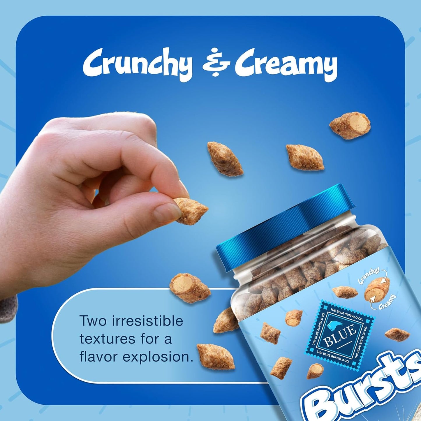 Bursts Crunchy & Creamy Cat Treats, Great for Training, Paw-Lickin' Chicken, 5-Oz Bag