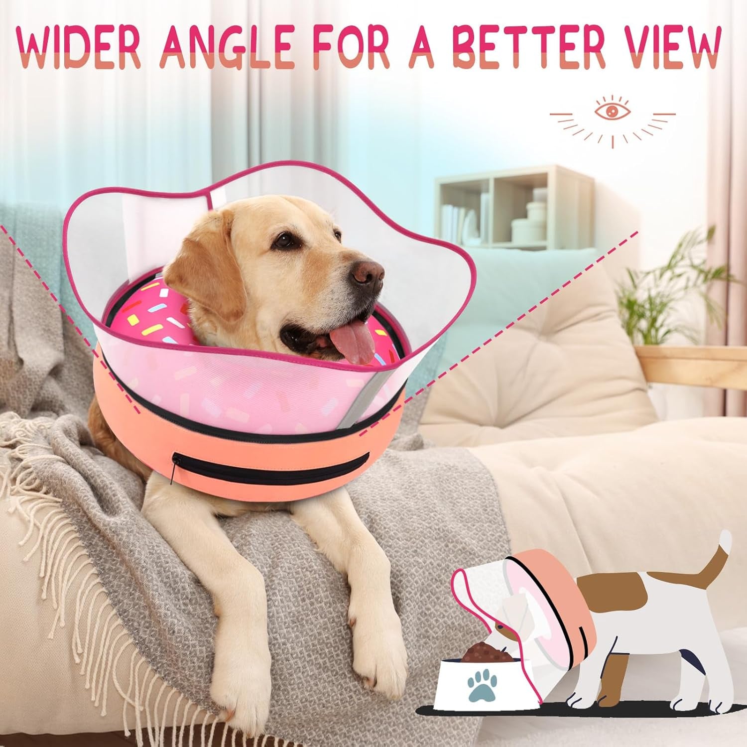 Raised Inflatable Dog Cone Collar to Stop Licking, Soft Dog Cone Alternative after Surgery, Doggie Neck Donut Collar for Small Medium Large Dogs