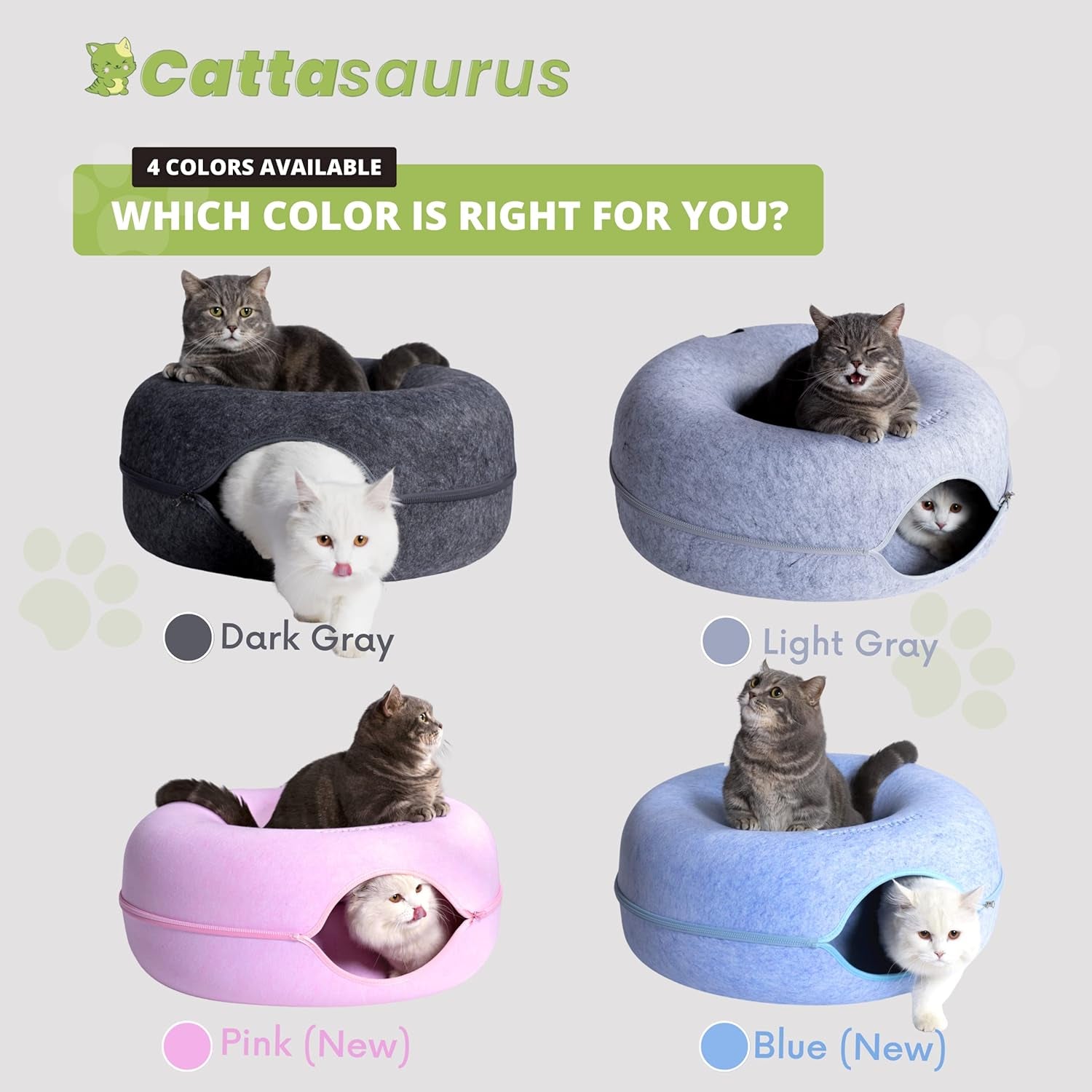 Peekaboo Cat Cave for Multiple & Large Cats up to 30-45 Lbs, Scratch Detachable & Washable Tunnel Bed, Comfy Donut Cat Cave (Light Gray, Large)