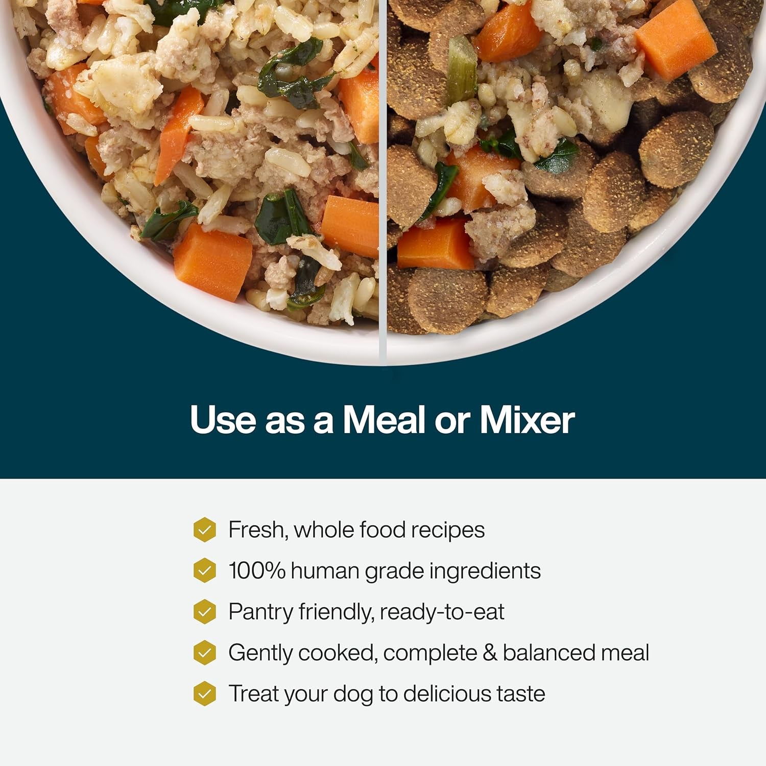 Justfresh Wet Dog Food, Fresh Pet Meals and Toppers with No Preservatives, Resealable Package, Human Grade, Home-Cooked Beef, 12 Oz - 7 Pack