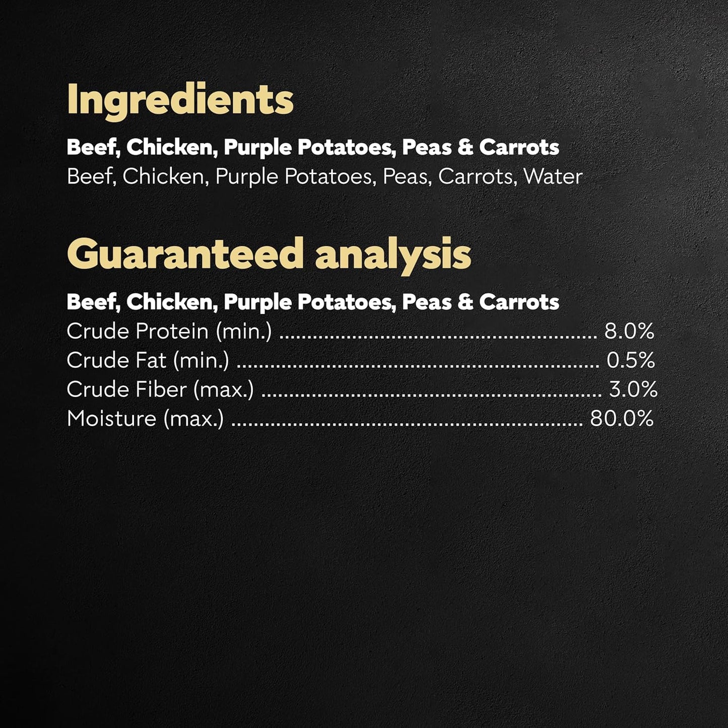 Simply Crafted Adult Wet Dog Food Meal Topper, Beef, Chicken, Purple Potatoes, Peas & Carrots, 1.3Oz. (10 Count, Pack of 1)