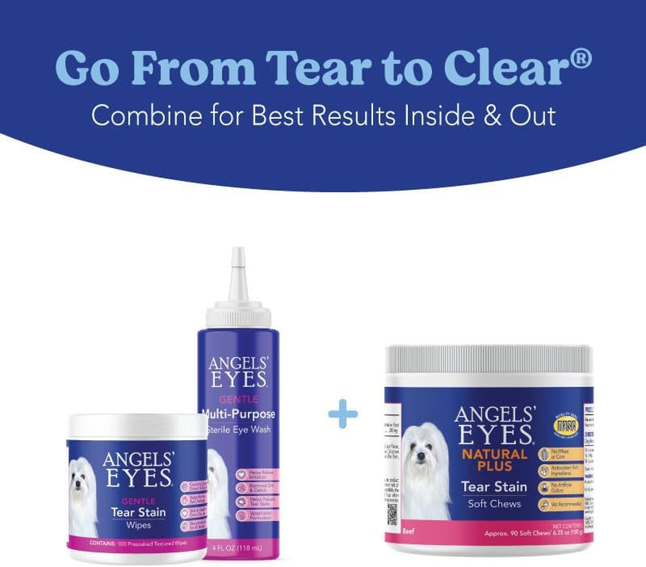 Natural Tear Stain Prevention Soft Chews for Dogs | Beef Flavor| for All Breeds | No Wheat No Corn | Daily Supplement | Proprietary Formula | 90Ct