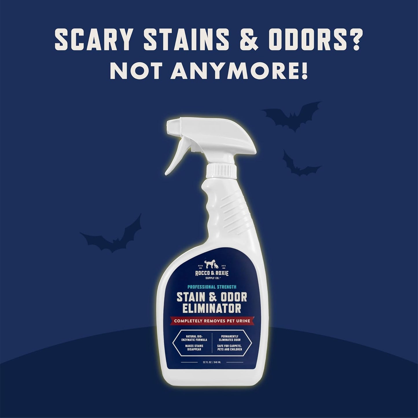 Stain & Strong Odor Eliminator, Enzyme Cleaner, Pet Odor Eliminator for Home - Carpet Stain Remover for Cats & Dog Pee - Urine Destroyer - Carpet Cleaner Spray Clear, 32 Fl Oz