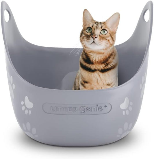 Cat Litter Box | Made with Flexible, Soft Plastic | Features High-Walls and Handles for Privacy and Portability