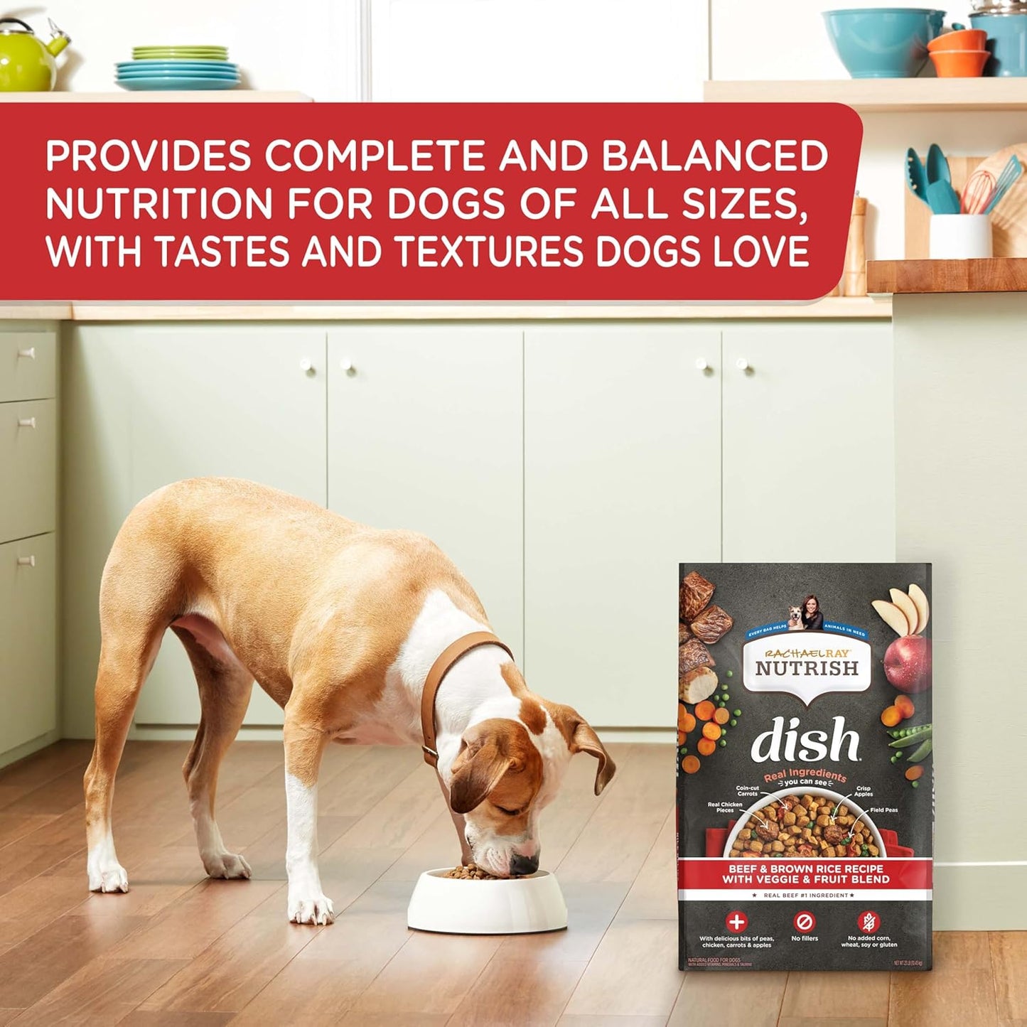 Rachael Ray Dish Dry Dog Food Beef & Brown Rice Recipe with Veggie & Fruit Blend, 23 Lb. Bag