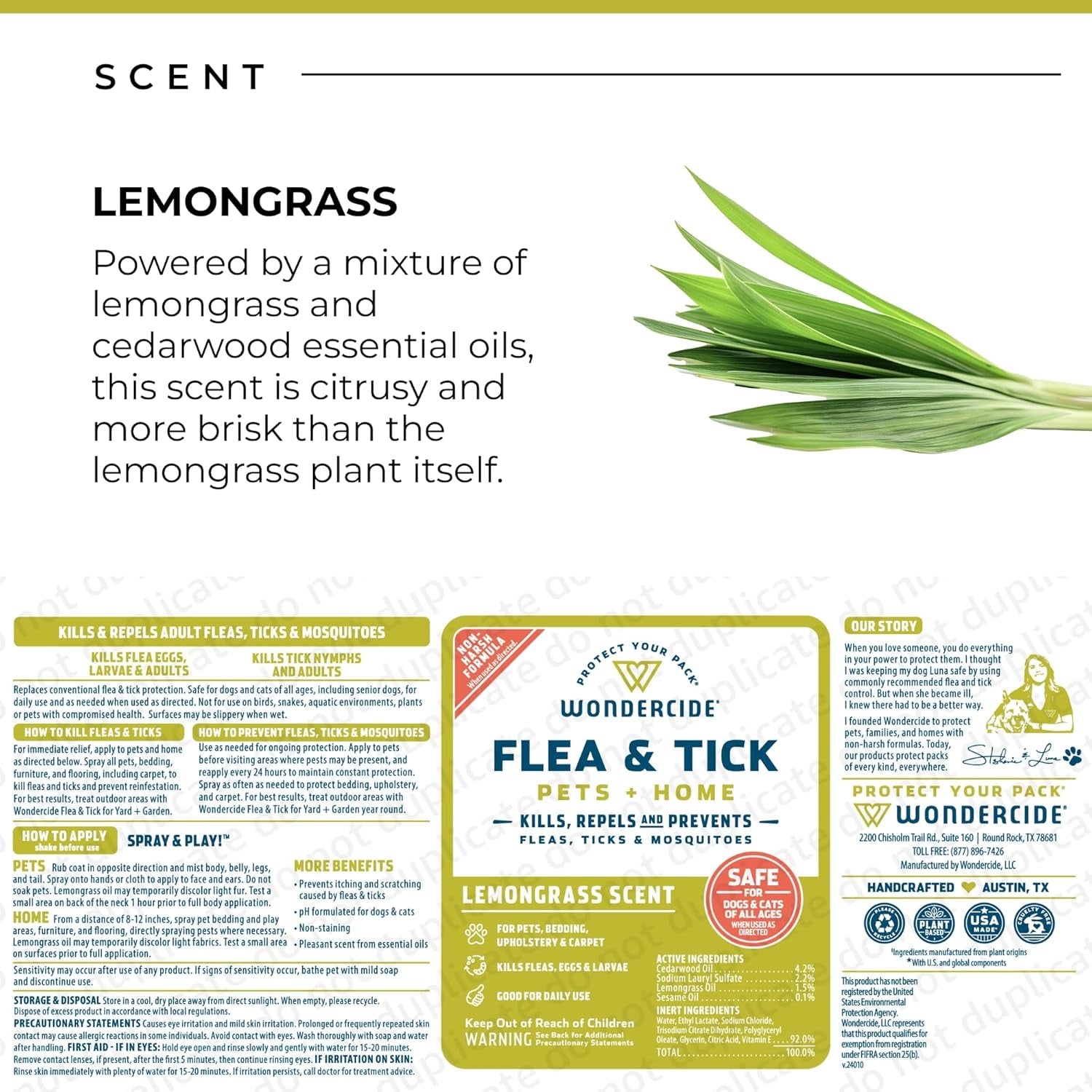 - Flea, Tick & Mosquito Spray for Dogs, Cats, and Home - Flea and Tick Killer, Control, Prevention, Treatment - with Natural Essential Oils - Pet and Family Safe - Lemongrass 32 Oz